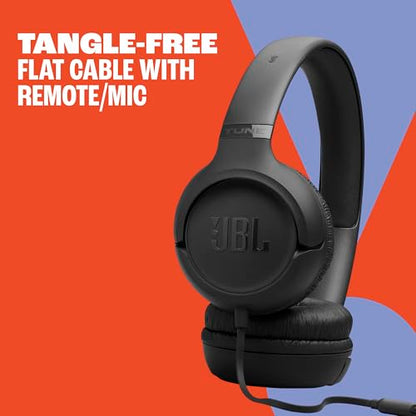 JBL Tune 530 Wired - Wired On-Ear Headphones - White | JBL Pure Bass Sound, Lightweight, comfortable, and foldable, Tangle-free flat cable, Hands-free calls - color: White