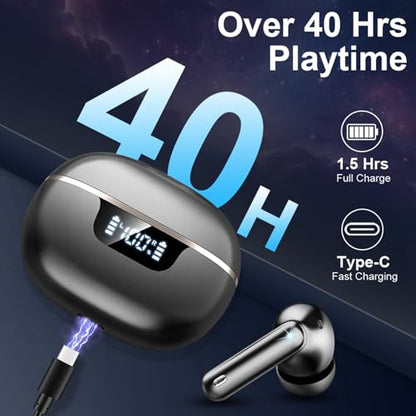 Wireless Earbuds, Bluetooth 5.4 Headphones HiFi Stereo, In-Ear Earphones | 50H Playtime Deep Bass, 4 ENC Noise Cancelling Mics for Clear Calls, IP7 Waterproof with LED Display & Fast Charging - color: Green