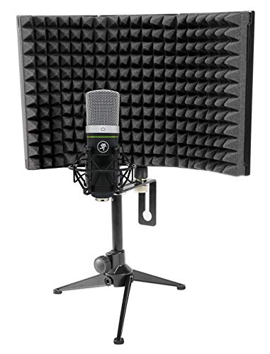 Mackie EM-91CU USB Condenser Recording Zoom Podcast Microphone with Shockmount Bundle with Rockville RockShield 1 Studio Microphone Isolation Shield w/Sound Dampening Foam