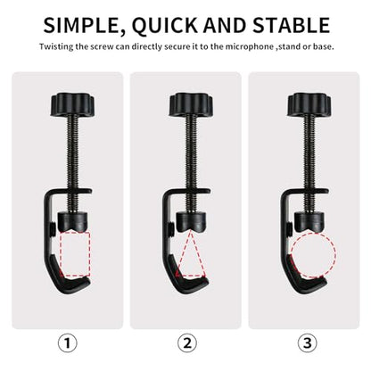 6"Mic Pop Filter with C-Clamp,360° Gooseneck Clip Stabilizing Arm for Studio | Double-layer Professional Pop Filter, For Microphone,Boom Arm,Stands