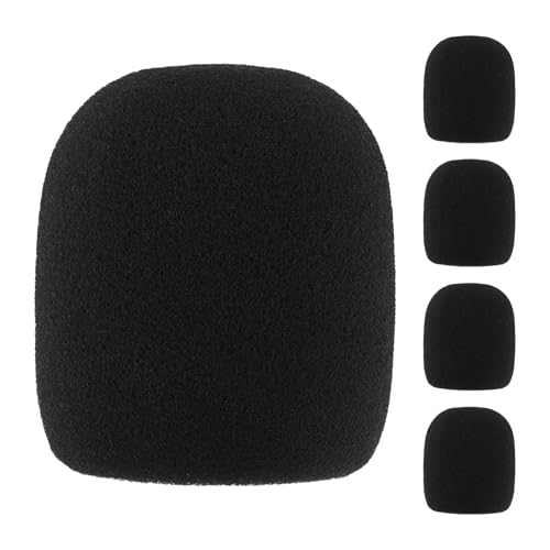 5pcs Foam Mic Cover Handheld Microphone Windscreen, Microphone Cover Foam Mic Covers, Microphone Cover Protection (Black) - color: Black