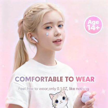 Xmenha True Wireless Earbuds Bluetooth 5.3 with Microphone for Working Out Noise Canceling Blue Tooth Ear Buds Deep Bass TWS Wireless Earphones with Charging Case in Ear Headphone for iPhone Android - color: Pink