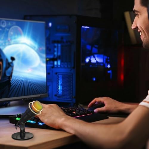 USB Condenser Microphone with Noise Reduction,USB Microphone for Pc,Mount Desk Podcast Mic for Streaming, Podcasting, Vocal Recording,Compatible with Laptop, Desktop, Gaming
