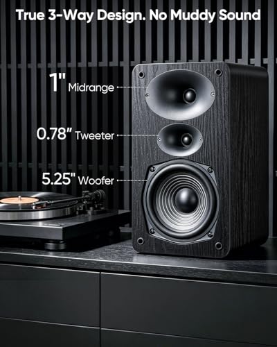 Saiyin 3-Way Passive Bookshelf Speakers 5.25inch Woofer