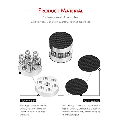 Nobsound 4PCS Silver Aluminum Spring Speakers Spikes Isolation Stand for HiFi Amplifier/Speaker/Turntable/Player
