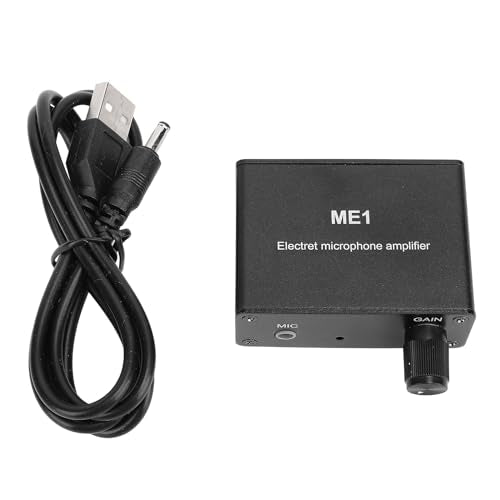 Microphone Amplifier,Electret Microphone Amp, Adjustable Gain 0-20db, XLR Output Mic Preamp, Aluminum ABS Audio Preamplifier Mixing Board, 3 Output Ports, for Condenser Microphones
