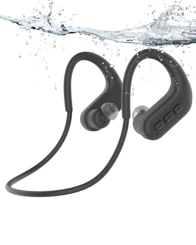 SANOTO Swimming Headphones, in Ear Bone Conduction Headphones Bluetooth 5.4, IPX8 Waterproof Earbuds Sport, 8G MP3 Player Swimming Earphones, Underwater Headphones for Swim, Run, Surf, Cycle - color: Black