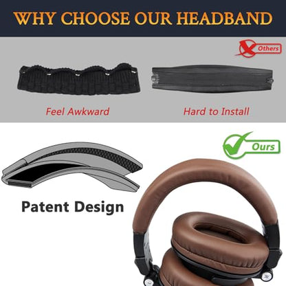 SOULWIT Headband for ATH M50X - Coffee | for Audio Technica M50, M50X, M50XWH, M50XBT, M50XBT2, M50S/LE Headphones - color: Coffee