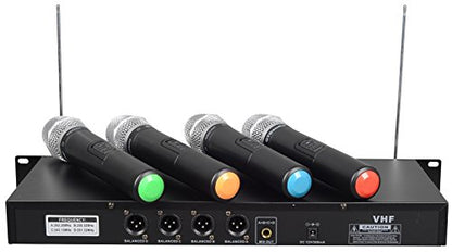 GTDaudio 4 Handheld Wireless Microphone Cordless mics System | Ideal for church, Karaoke, Dj Party, Range up to 300 ft,