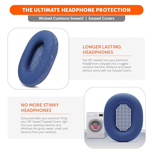 WC SweatZ XM5 - Patented Earpad Sweat Covers for Sony WH1000XM5 by Wicked Cushions | Full 360 Earpad Protection | Sweatproof & Easily Washable | Blue - color: Blue