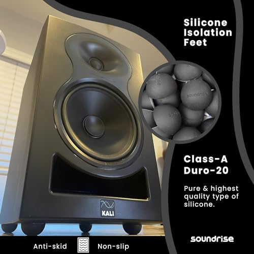 Soundrise DOMES Isolation Pads - Sound Dampening & Anti-Vibration Silicone Feet - Audio Isolation Feet for Subwoofers, Speakers & Turntables - Peel & Stick, Durable Class-A Silicone, Non-Slip (8-Pack) - size: 8-Pack
