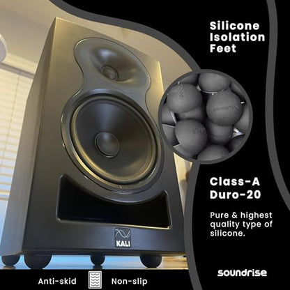 Soundrise DOMES Isolation Pads - Sound Dampening & Anti-Vibration Silicone Feet - Audio Isolation Feet for Subwoofers, Speakers & Turntables - Peel & Stick, Durable Class-A Silicone, Non-Slip (8-Pack) - size: 8-Pack