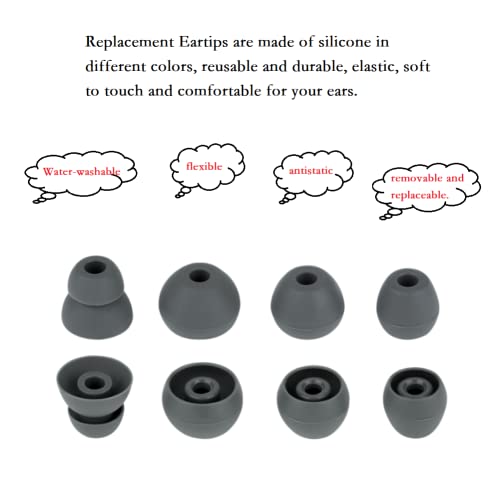 Replacement Ear Buds Ear Cap Silicone Eartips Compatible with Beats Flex、Compatible with Prowerbeats pro, 4 Pairs,Gray - color: color3
