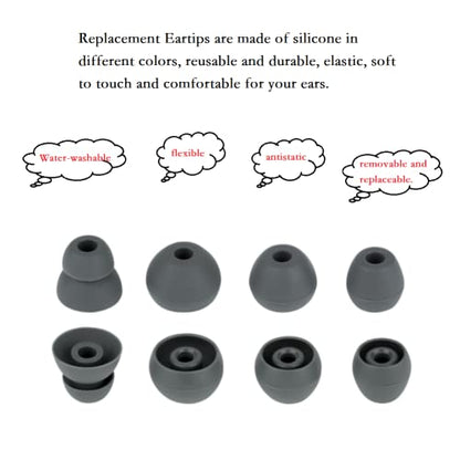Replacement Ear Buds Ear Cap Silicone Eartips Compatible with Beats Flex、Compatible with Prowerbeats pro, 4 Pairs,Gray - color: color3
