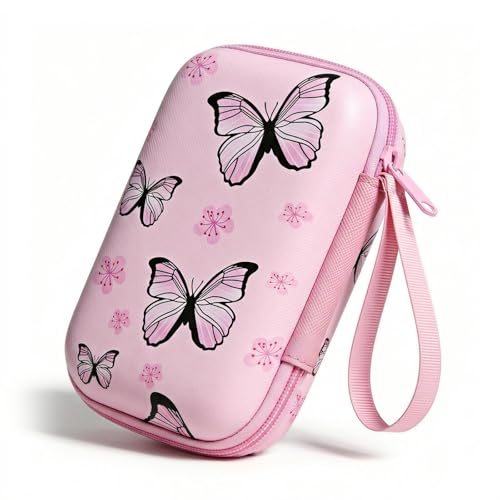 【Woyinger】 Printed EVA Hard Earbud Case Travel Organizer, Carrying Pouch for Wired & Wireless Earphones, Charging Cables, USB Flash Drives, Electronics Accessories Bag, Butterfly - color: A1-Butterfly