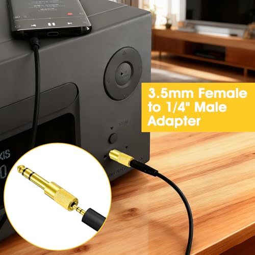 8 Pack 3.5mm to 1/4" Adapter, Headphone Jack Adapter, 1/8 inch Male to 1/4 inch Female and 1/4" to 3.5mm Audio Converter for Electric Guitar, Keyboard, Mixer, Amp, Amplifier, Bass, Headphone, Headset