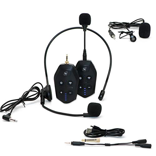 Lavalier Microphone Wireless&Wired Lapel Mic Set for Voice Amplifier Pa System Pa Speaker Video DSLR Camera Recording ect Mini Portable Clip On Rechargeable Transmitter with Receiver