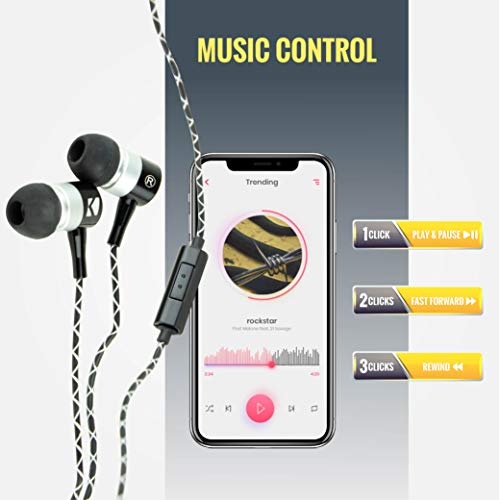 Kicker EB54 Wired Earbuds with Microphone | Great Gaming Earphones for PC, iOS & Android | Noise Cancelling Earbuds Wired with 3.5mm Plug | 53.15-Inch Cable with in-Line Mic and Control Button - color: EB54