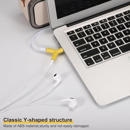 MECCANIXITY Headphone Splitter Adapter, 3.5mm Male to 2 Port Female Y Jack Aux Stereo Splitter for Phone Headset PS4 Switch Tablets, Yellow - color: Yellow