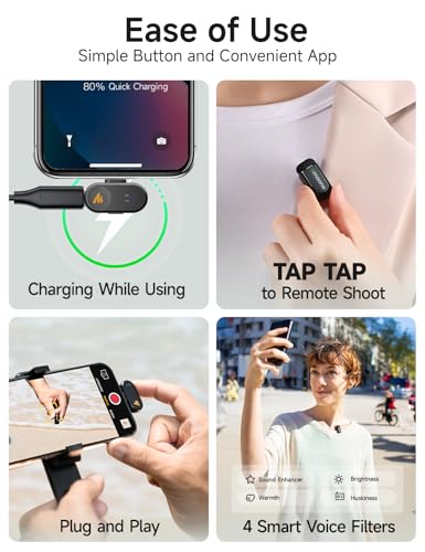 MAONO T1 Wireless Microphone for iPhone/Android (USBC/Lightning Combo Set) - color: Black