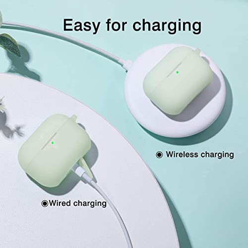 Lerobo for AirPod Pro Case, Silicone Cover with Keychain, Nightglow Green | Glow-in-the-Dark, Scratch & Dust Resistant, Wireless Charging, Compatible with Apple AirPods Pro 2/1 Case Cover for Women Men - color: Nightglow Green