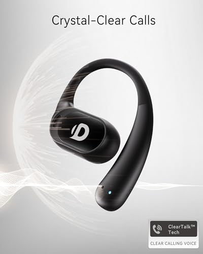 Open Ear Earbuds, True Wireless Open Ear Headphones with Earhooks, Air Conduction Earphones, Touch Control, Dual Noise-Cancelling Mics, Up to 30 Hours Power with Case, IPX5, Workouts, Yoga, Running