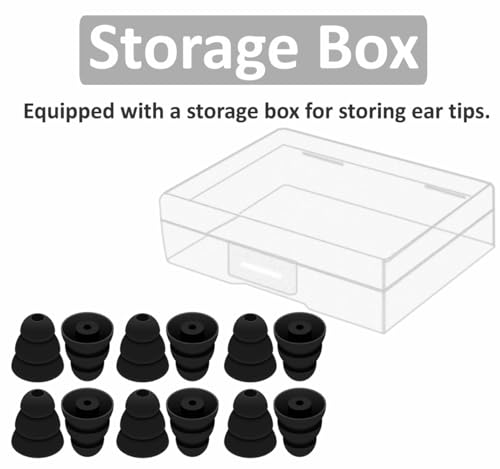 Large Size 6 Pairs Triple Flange Compatible with Shure SE215 Pro Ear Tips, Noise Reduce with 2mm Connector Hole Eartips Earbuds Compatible with Etymotic Research/Klipsch/Westone - L Black