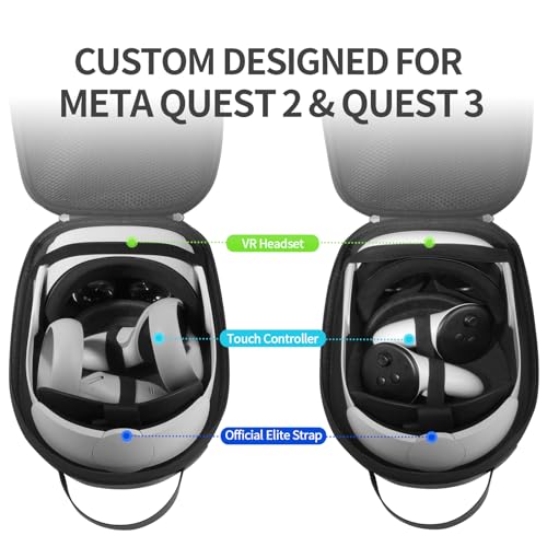 sarlar Carrying Case for Meta Quest 3S/Quest 3/Quest 2 VR Headset, Controller, Original Head Strap, Carbon Fiber Hard Shell Pouch with Lightweight Portable Protection for Travel Storage