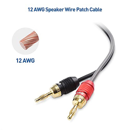 Cable Matters Heavy Duty 12 AWG Speaker Wire, 6ft, Black | Single OFC Speaker Cable with Banana Plugs - size: 6 Feet