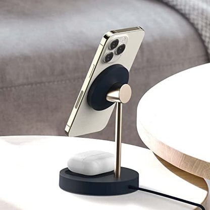 iOttie Velox Magnetic Wireless Duo Stand. 7.5W Mounting Stand + 5W Charging Pad. MagSafe Compatible for iPhone 12, iPhone 13, iPhone 14, & iPhone 15 Series & Qi AirPods Charger (Adapter not Included) - style: Magnetic Wireless Charging Duo Stand