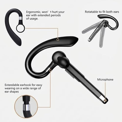 Wireless Headset Wireless Headphones Handsfree Call Wireless Earpiece Noise Cancellation Earbud Earphones Mic Compatible with Cell Phones Car Driver Trucker Business Office Men Women (Black) - color: Black