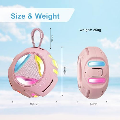 Portable Bluetooth Speaker, IPX7 Waterproof Wireless Outdoor Speakers, Mini Shower Speaker, Floating, Built-in Mic, 24H Playtime with LED Lights,Loud HD Sound, Powerful Bass, Gifts for Unisex - Pink - color: Pink