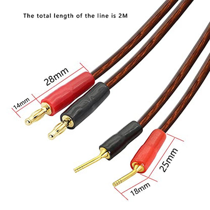 XMSJSIY HiFi OFC 스피커 케이블, 바나나 플러그 - 핀 타입 플러그, 4mm 바나나 플러그에서 2mm 플러그 스피커 점퍼 케이블, 앰프 애플리케이션 서브 우퍼 믹서용 -2M (6.5피트)-2개