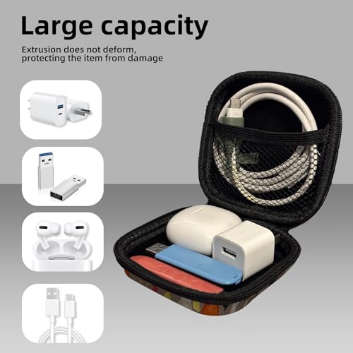 Square Data Cable Earbud Charger Coin Storage Bag Shockproof and Drop-Proof EVA Material Compatible with AirPod(Rooster Chicken) - color: Rooster Chicken