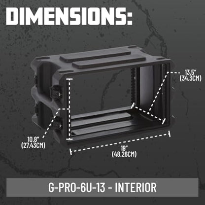 Gator Cases Pro Series 6U Rack Case with Shallow 13" Depth, Roto Molded Made in USA (G-PRO-6U-13) - size: 6U Rack Space, style: Shallow - 13" Deep