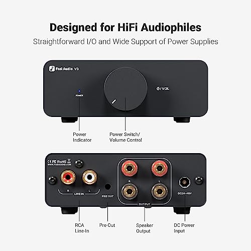 Fosi Audio Acrylic Amplifier Rack and V3 Stereo Amplifier Home Audio with 48V5A Power Supply