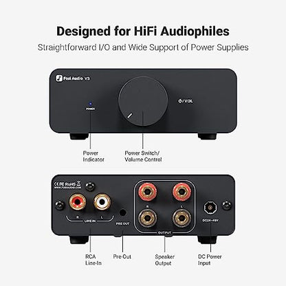 Fosi Audio Acrylic Amplifier Rack and V3 Stereo Amplifier Home Audio with 48V5A Power Supply