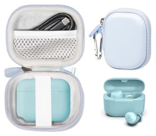 Case for JLab Go Pop+,Go Air Pop,Air Tones+/ Tones, JBuds Mini True Wireless Earbuds, Compact Organizer for the Charger case and Charger Cord (Blue) - color: Blue