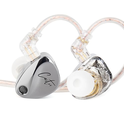 KZ Castor in Ear Monitor Headphones, HiFi Harmen Wired Earphone Sound Tunable Noise Isolating IEMs, Dual-Dynamic Driver Wired Earbuds, 2PIN-C Detachable Cable for Singers Musicians - color: Silver, style: no Mic