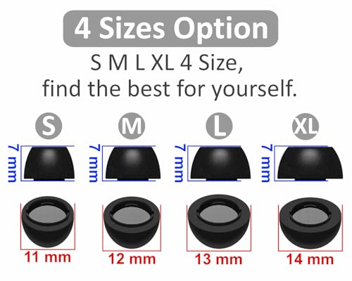 Galaxy Buds 3 Pro Memory Foam Tips Earbud, 4 Pairs Replacement Comfortable No Silicone Pain Noise Isolation Compatible with Samsung Galaxy Buds 3 Pro/Galaxy Buds 4 Pro - Black S/M/L/XL - size: S/M/L/XL