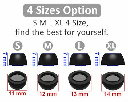 Galaxy Buds 3 Pro Memory Foam Tips Earbud, 4 Pairs Replacement Comfortable No Silicone Pain Noise Isolation Compatible with Samsung Galaxy Buds 3 Pro/Galaxy Buds 4 Pro - Black S/M/L/XL - size: S/M/L/XL