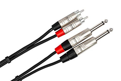 Hosa HPR-003X2 Pro Stereo Interconnect Cable - Dual REAN 1/4-inch TS Male to RCA Male - 3 foot