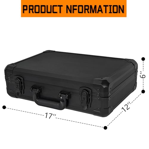 17 Inch Hard Carrying Storage Case | Ideal for Microphone & Camera Gear Transportation, DJ Mixer Case with Customizable Pre-Diced Foam, 17 X 12 X 6 Inch, Black - size: Inner：16.5''X 11.5''X 5.5''