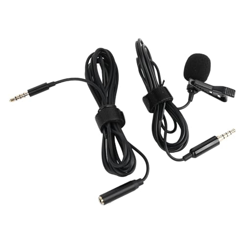 Keenso 360 Degree Clamp/Holder On Lavalier Lapel Mic Windscreen 3.5mm Interface Long Cable for Clear Sound Pickup Wired Microphone Black