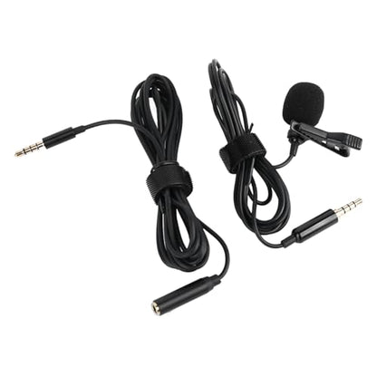 Keenso 360 Degree Clamp/Holder On Lavalier Lapel Mic Windscreen 3.5mm Interface Long Cable for Clear Sound Pickup Wired Microphone Black