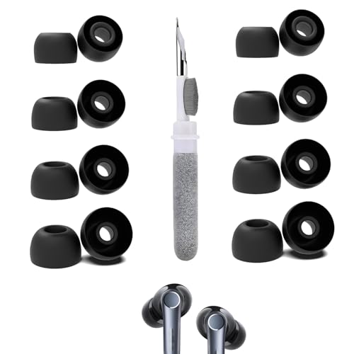 [8 Pairs] Replacement Ear Tips for EarFun Air Pro 4, with 3 in 1 Cleaner Kit, Silicone Ear Tips (XS/S/M/L)
