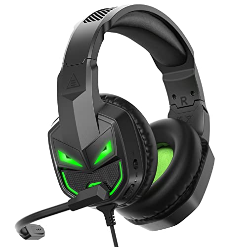 EKSA Fenrir S Gaming Headset for Xbox Series X/S,Xbox One,PS5,PS4,PC,Switch | Headphones with Noise Cancelling Microphone, Comfortable Ear Pads, 50 mm Drivers, RGB Light, One Key Control - Birthday Gift