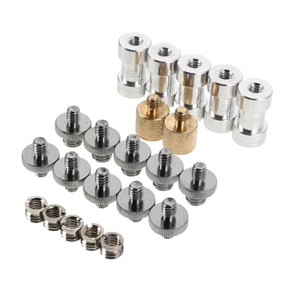 Tripod Screw Adapter Set 22pcs for Camera and Microphone Mounts, Aluminum Alloy Thread Converter with Precise Compatibility and Portable Convenience, for Indoor Photography