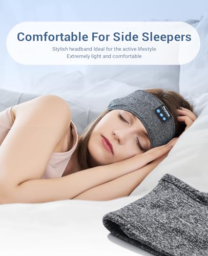 Perytong Sleep Headphones Wireless, Bluetooth Sports Headband Headphones with Ultra-Thin HD Stereo Speakers Perfect for Sleeping,Workout,Jogging,Yoga,Insomnia, Air Travel, Meditation (Charcoal Grey) - color: Charcoal Grey