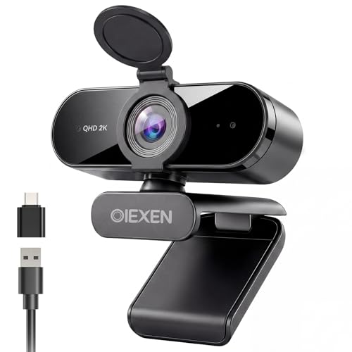2K Webcam for PC Laptop,PDAF Auto Focus,Dual Noise-Canceling Mics | 1080P@60FPS Streaming Camera with 1/2.8''CMOS Sensor,Privacy Cover,Plug & Play for Gaming/Zoom/Skype/Teams/Live Streaming - size: 2k